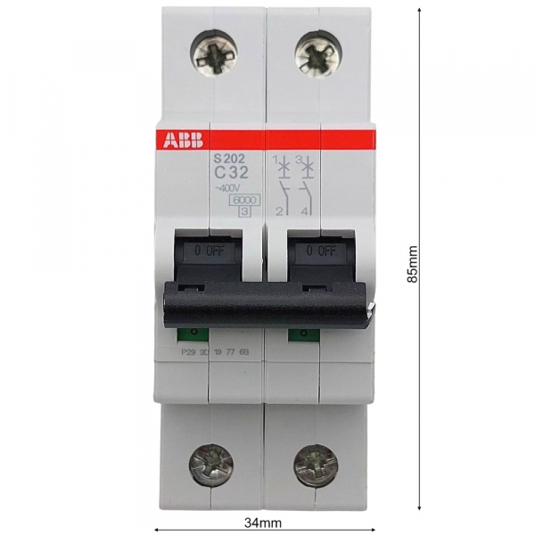 Автомат 2 полюса 32АS202C32 ABB 25843